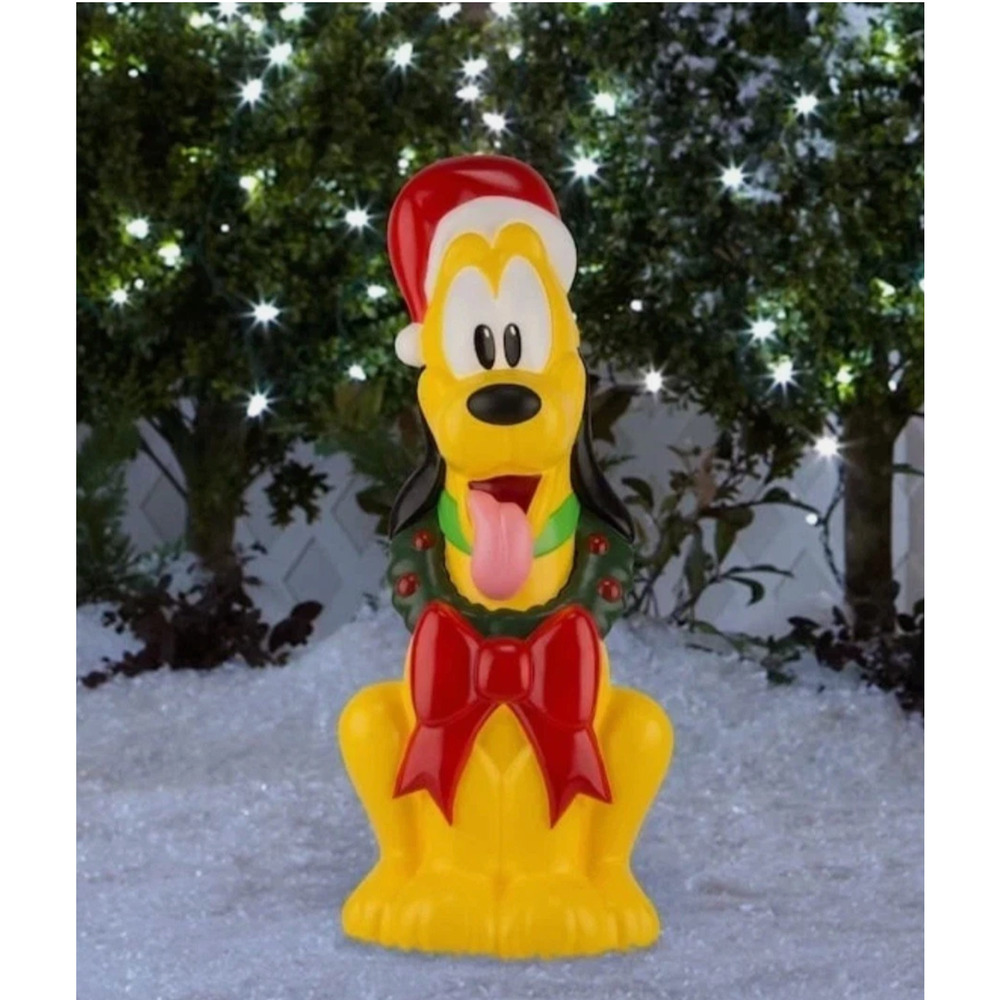 2FT Disney's Pluto in Santa Hat Lighted Christmas Blow Mold Yard Decor
